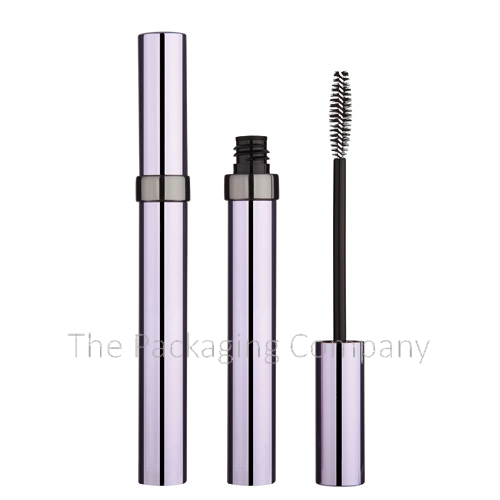 Aluminum Shell Mascara Container custom design with PMS color, finish, & printing (silkscreen, reversed oxidation)